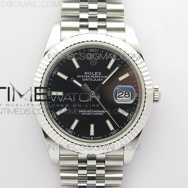 RO공장 롤렉스 데이저스트 41 블랙다이얼 DateJust 41MM 126334 904L SS ROF 1:1 Best Edition Black Dial Stick Markers on SS Jubilee Bracelet A3235