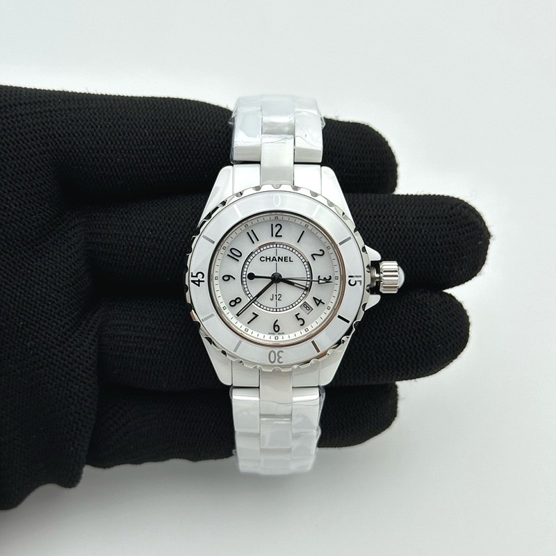 XF공장 샤넬 J12 화이트다이얼 33mm 여성용 J-12 Ladies 33mm CER/CER Wht/Num XF Sw Qtz