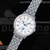 ZF공장 예거르쿨트르 랑데뷰 화이트텍스쳐다이얼 브레이슬릿 Rendez-Vous Night & Day SS WhiteTextured Dial Diamonds Bezel on SS Bracelet A898
