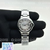 AF공장 까르띠에 발롱블루 33MM 스틸 화이트다이얼 브레이슬릿 BALLON BLEU 33MM SS WHITE TEXTURED DIAL ON SS BRACELET CAL.076