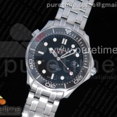 OM 오메가 씨마스터 다이버300 스틸 블랙 007에디션 브레이슬릿 Seamaster 300M Chronometer SS "007" Limited Edition on SS Bracelet A2824 (Black Balance Wheel) V2