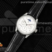 QF공장 IWC 포르투기저 퍼페츄얼캘린더 5033 스틸 화이트다이얼 실버인덱스 가죽스트랩 Portugieser Perpetual Calendar SS 5033 QF Best Edition White SS Dial on Black Leather Strap A52610