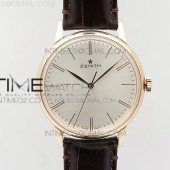 LH공장 제니스 엘리트 로즈골드 실버다이얼 가죽스트랩 ELITE RG SILVER DIAL ON BLACK LEATHER STRAP MIYATA 9015 TO ELITE 6150