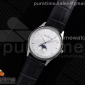 AZ공장 예거 울씬문 화이트다이얼 가죽스트랩 Master Ultra Thin Moon SS AZF 1:1 Best Edition White Dial on Black Leather Strap A925