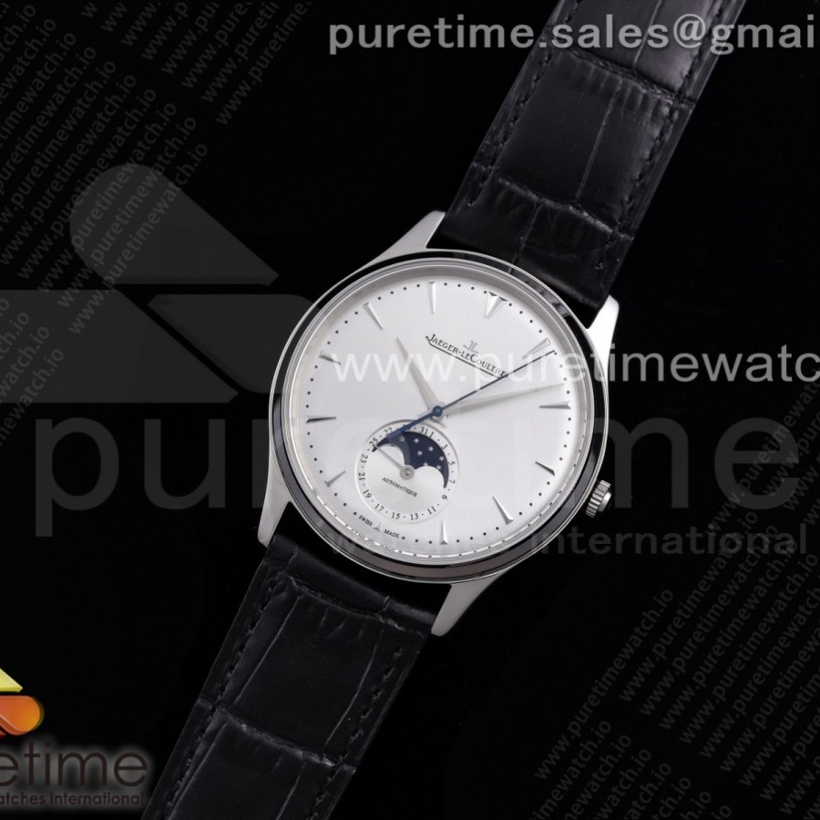 AZ공장 예거 울씬문 화이트다이얼 가죽스트랩 Master Ultra Thin Moon SS AZF 1:1 Best Edition White Dial on Black Leather Strap A925