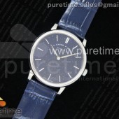 OX공장 아랑에운트죄네 색소니아 블루다이얼 가죽스트랩 Saxonia Thin SS Blue Dial on Blue Leather Strap A2892