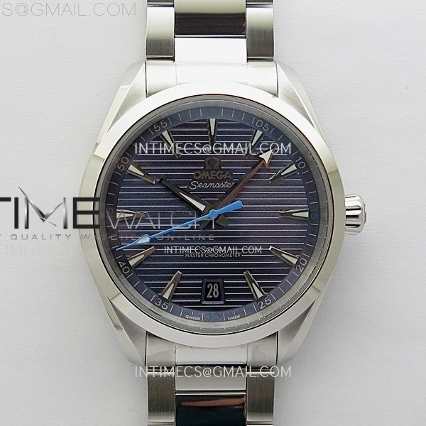 N1공장 오메가 씨마스터 아쿠아테라 150m 블루다이얼 블루핸즈 브레이슬릿 Aqua Terra 150M Master Chronometers N1F Best Edition Blue Dial Blue Second Hand on SS Bracelet A8900