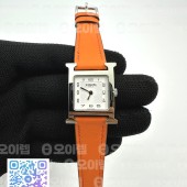 MK공장 에르메스 H아워 스틸 화이트다이얼 오렌지스트랩 HEURE H LADIES SS WHITE DIAL ON ORANGE LEATHER STRAP SWISS QUARTZ