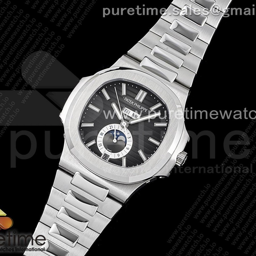 GR공장 V3 노틸러스 애뉴얼캘린더 블랙다이얼 Nautilus 5726 Complicated SS GRF 1:1 Best Edition Black Textured Dial on SS Bracelet A324 V3