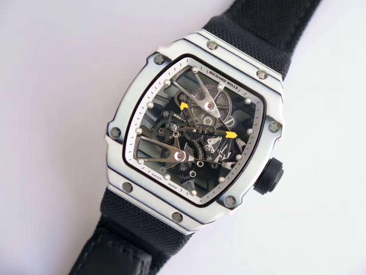 KL공장 리차드밀 RM027 라파엘 나달 RM027-02 Rafael Nadal White Forge Carbon Bezel Skeleton Dial 화이트마커