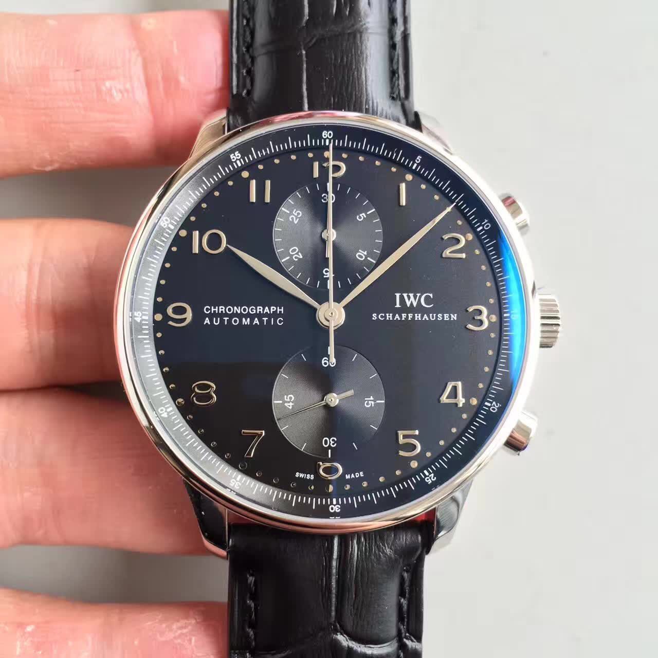 ZF공장 IWC 포르투기저 크로노그래프 371447 IWC Portuguese Chronograph 371447 스틸 블랙 v3