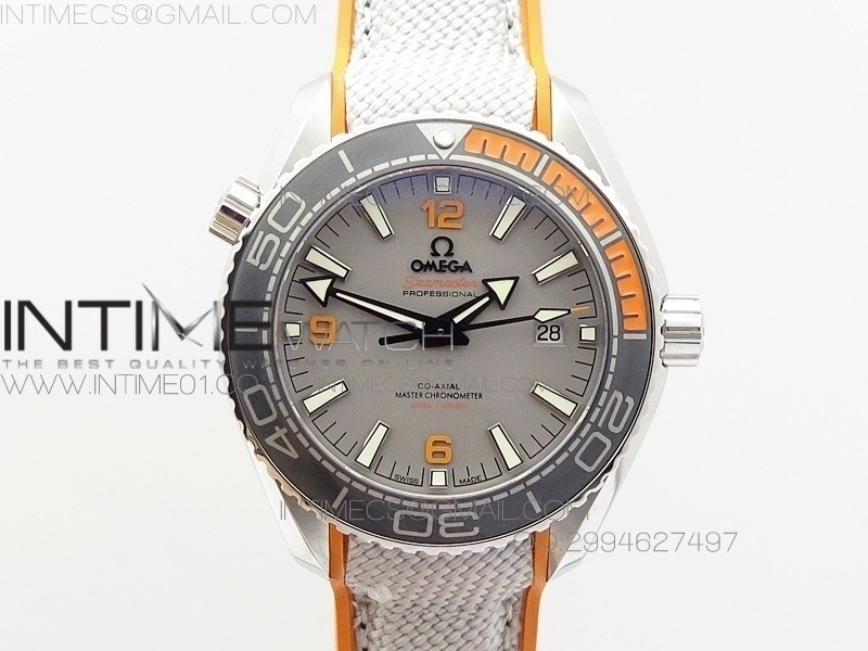 OM공장 오메가 플래닛오션 2016 그레이다이얼 오렌지인서트 Omega Planet-Ocean 2016 Gray Dial Orange Insert 직물스트랩