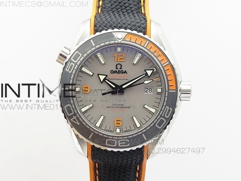 OM공장 오메가 플래닛오션 2016 그레이다이얼 오렌지인서트 Omega Planet-Ocean 2016 Gray Dial Orange Insert 블랙 나일론스트랩