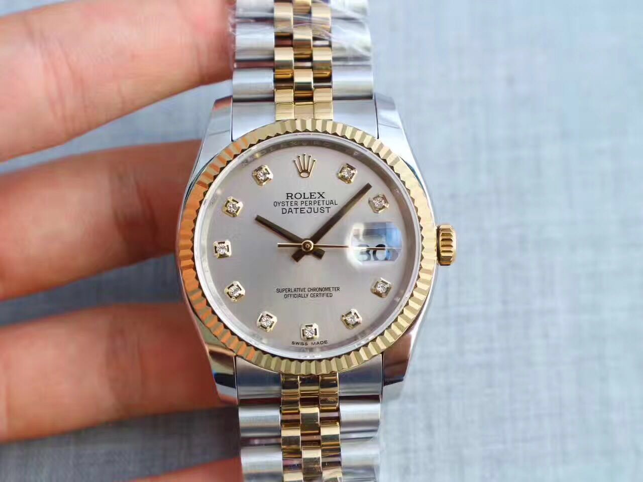 BP공장 롤렉스 데이저스트 콤비 그레이 텐포인트 Rolex DateJust Combi&Gray Dial Diamond Index 브레스렛 V2