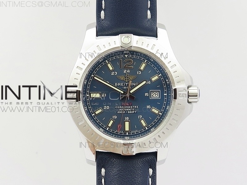 GF 브라이틀링 콜트 스틸 블루다이얼 가죽스트랩 CLOT CHRONOMETER SS BLUE STICKS MARKER DIAL ON BLUE LEATHER STRAP A2824