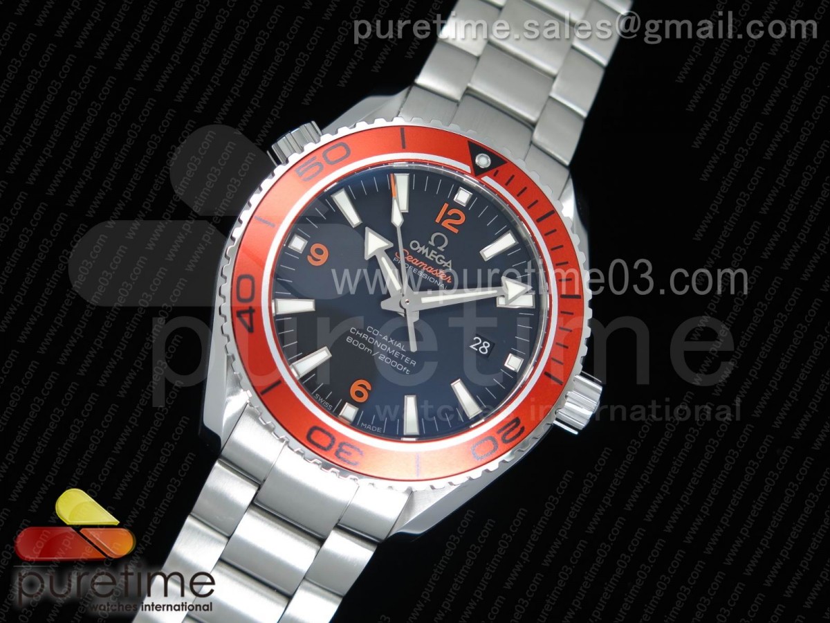 OM공장 오메가 씨마스터600 45mm 구형 오렌지베젤 브레이슬릿 Planet Ocean Professional Orange Bezel 45mm  SS Bracelet A8500 (Black Balance Wheel)