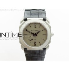 JL공장 불가리 옥토 12028 새틴스틸 그레이다이얼 가죽스트랩 OCTO 12028 SATIN-POLISHED SS GRAY DIAL ON BLACK LEATHER STRAP A2824