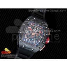 KV 리차드밀 RM011 NTPT 로투스F1팀 에디션 로즈골드버튼 NTPT Lotus F1 Team RG Chronograph  Crystal Skeleton Dial Red on Black Rubber Strap A7750