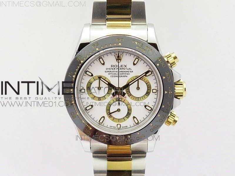 JH공장 롤렉스 세라믹 데이토나 콤비 화이트다이얼 서브다이얼 골드서클 DAYTONA SS/YG CERAMIC BEZEL JH BEST EDITION WHITE DIAL ON SS/YG BRACELET A7750