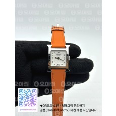 MK공장 에르메스 H아워 스틸 화이트다이얼 오렌지스트랩 HEURE H LADIES SS WHITE DIAL ON ORANGE LEATHER STRAP SWISS QUARTZ