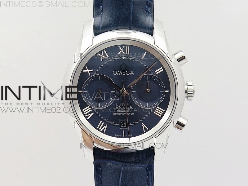 OM공장 오메가 드빌 크로노그래프 스틸 블루다이얼 가죽스트랩 DE VILLE CHRONOGRAPH SS BLUE DIAL ON BLUE LEATHER STRAP A9300