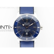 브라이틀링 슈퍼오션 헤리티지2 블루인서트 블루다이얼 블루가죽스트랩 SUPER OCEAN HERITAGE BLUE CERAMIC BEZEL SS BLUE DIAL ON BLUE GUMMY STRAP A2824