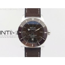 브라이틀링 슈퍼오션 헤리티지2 브라운인서트 브라운다이얼 브라운가죽스트랩 SUPER OCEAN HERITAGE BROWN CERAMIC BEZEL SS BROWN DIAL ON BROWN GUMMY STRAP A2824