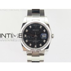 DJ공장 V2 롤렉스 데이저스트36 스틸 블랙컴퓨터다이얼 플루티드베젤 DATEJUST 36MM 116234 DIAMOND BLACK JUBILEE DIAL ON SS OYSTER BRACELET SA3135