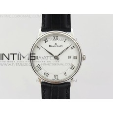 ZF공장 블랑팡 빌레레 6651 스틸 화이트다이얼 로만인덱스 가죽스트랩 VILLERET 6651 SS WHITE DIAL ON BLACK LEATHER STRAP A1151