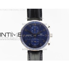 ZF공장 V3 IWC 포르투기저 크로노그래프 371491 스틸 블루 PORTUGUESE IW371491 SS BLUE DIAL ON BLACK LEATHER STRAP A79350 (SLIM MOVEMENT)