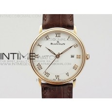 ZF공장 블랑팡 빌레레 6651 로즈골드금통 화이트다이얼 로만인덱스 가죽스트랩 VILLERET 6651 RG WHITE DIAL ON BROWN LEATHER STRAP A1151