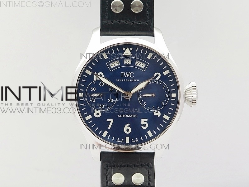 YL공장 IWC 빅파일럿 애뉴얼캘린더 스틸 어린왕자에디션 BIG PILOT REAL PR IW502708 SS BLUE DIAL ON BLACK CALFSKIN STRAP A52850