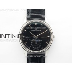 ZF공장 예거르쿨트르 마스터 울트라씬 문페이즈 스틸 블랙다이얼 Master Ultra Thin Moon 1368420 SS Black Dial on Black Leather Strap V3 SA925 Super Clone