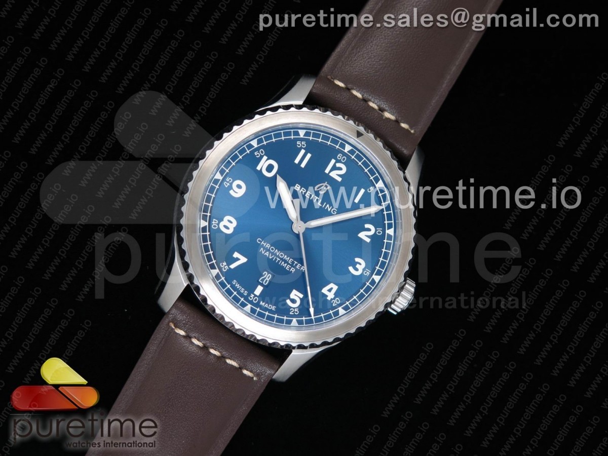 ZF공장 브라이틀링 내비타이머8 스틸 블루다이얼 가죽스트랩 Navitimer 8 Automatic 41mm Blue Dial on Brown Leather Strap A2824