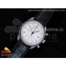 ZF공장 IWC 포르투기저 크로노 클래식42 스틸 화이트다이얼 가죽스트랩 Portugieser Chrono Classic 42 IW390403 White Dial Blue Hand on Black Leather Strap A7750