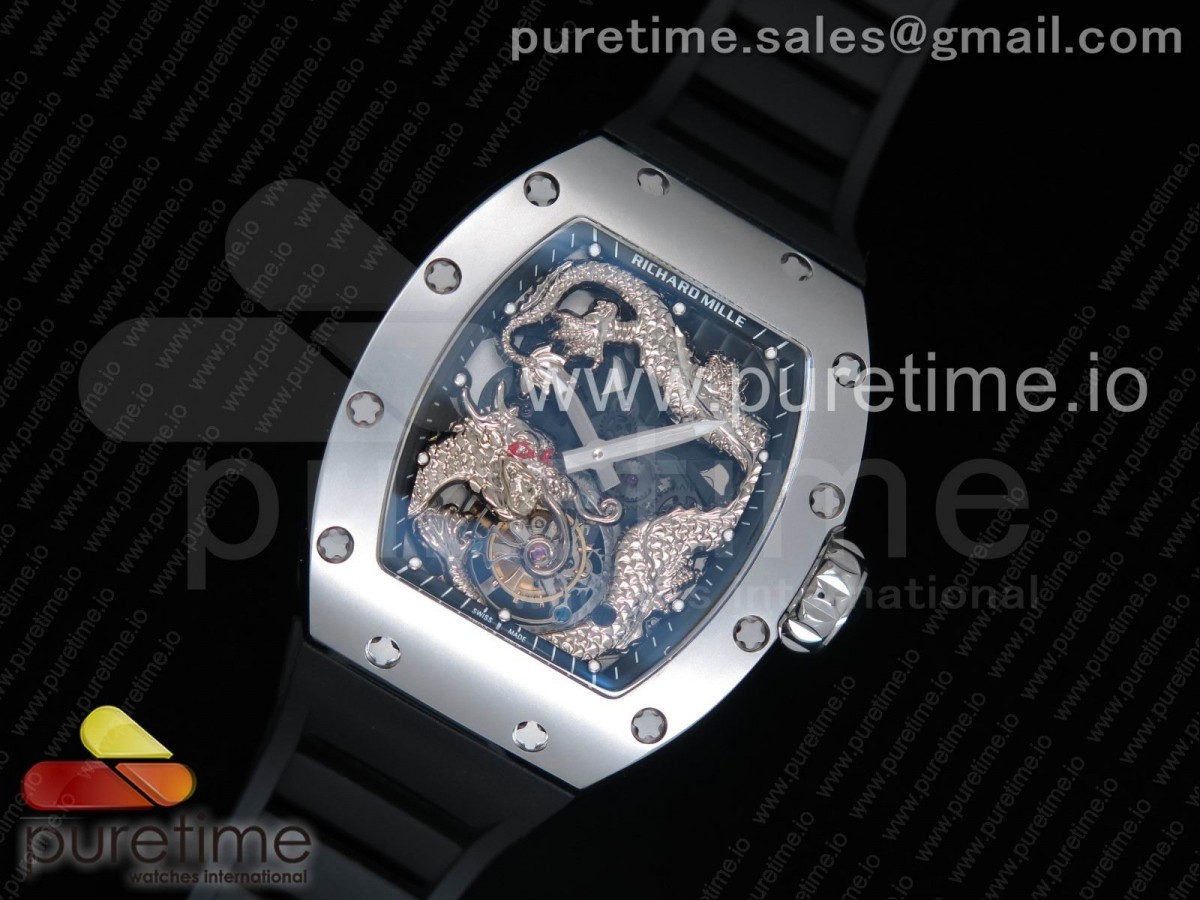 tw공장 리차드밀 RM057 투어빌론 스틸 드래곤다이얼 블랙러버스트랩 RM057 Tourbillon SS Dragon Dial on Black Rubber Strap