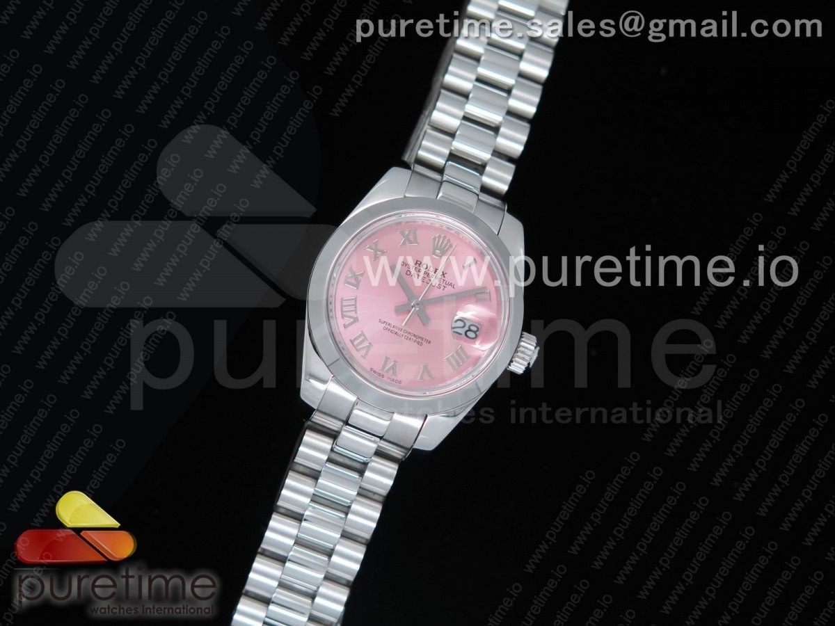 WF공장 롤렉스 데이저스트26 레이디즈 스틸 핑크다이얼 폴리싱베젤 프레지던트브레이슬릿 Datejust 26 Ladies SS Pink Dial Polished Bezel on SS President Bracelet