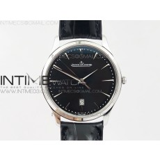 ZF공장 예거르쿨트르 마스터 울트라씬 데이트 스틸 블랙다이얼 가죽스트랩 MASTER 1288420 SS BLACK DIAL ON BLACK LEATHER STRAP A899/1