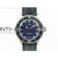 HG공장 블랑팡 피프티패덤즈 티타늄 빅데이트 블루블루다이얼 캔버스스트랩 FIFTY FATHOMS TITANIUM BIG DATE BLUE BLUE DIAL ON SAIL-CANVAS STRAP A6918B (FREE TOOL AND NYLON STRAP)