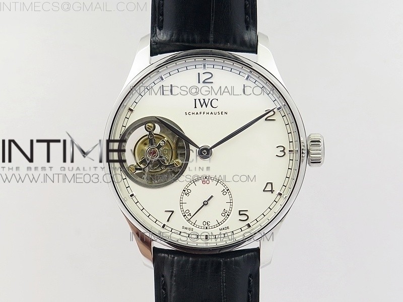 ZF공장 IWC 포르투기저 투어빌론 IW5463 스틸 화이트다이얼 가죽스트랩 IWC PORTUGUESE TOURBILLON IW5463 SS WHITE DIAL SILVER MARKERS ON BLACK LEATHER STRAP