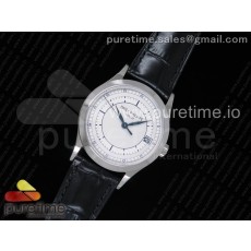 OX공장 파텍필립 칼라트라바 5296G 스틸 화이트다이얼 블루핸즈 가죽스트랩 Calatrava 5296G SS White Dial Blue Hand on Black Leather Strap A324