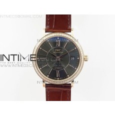 MK공장 IWC 포르토피노 IW458101 다이아베젤 로즈골드금장 그린다이얼 가죽스트랩 IWC PORTOFINO IW458101 DIAMOND BEZEL RG GREEN DIAL ON DARK BROWN LEATHER STRAP MIYOTA 9015