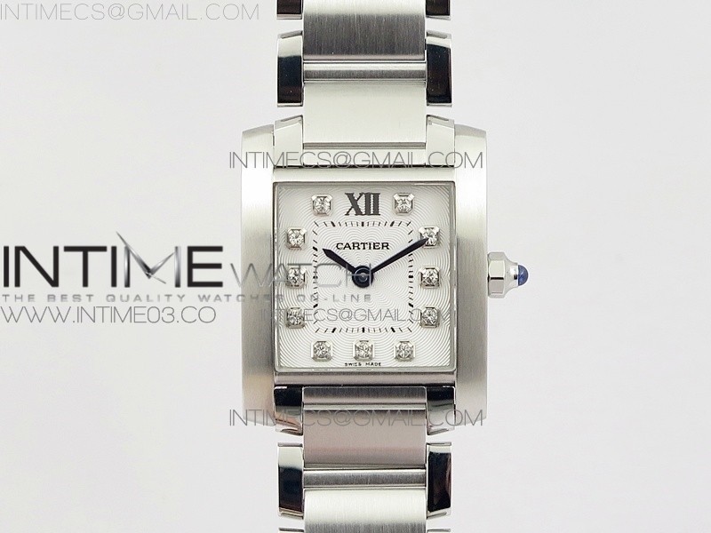 8848공장 까르띠에 탱크 프랑세즈 레이디스 25MM 스틸 화이트다이얼 다이아인덱스 브레이슬릿 TANK FRANCAISE LADIES 25MM SS WHITE DIAL DIAMOND MARKERS ON SS BRACELET RONDA QUARTZ