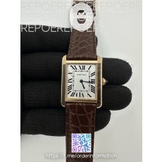 AF공장 까르띠에 탱크솔로 24 로즈골드금장 화이트다이얼 가죽스트랩 TANK SOLO LADIES 24MM RG WHITE DIAL ON BROWN LEATHER STRAP RONDA QUARTZ