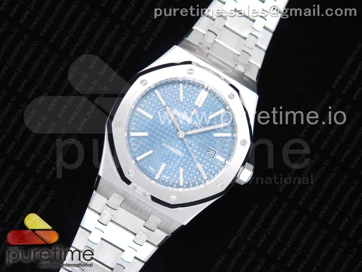 JF공장 V5 오데마피게 로얄오크 15400 스틸 블루다이얼 브레이슬릿 Royal Oak 41mm 15400 SS Blue Textured Dial on SS Bracelet A3120 V5