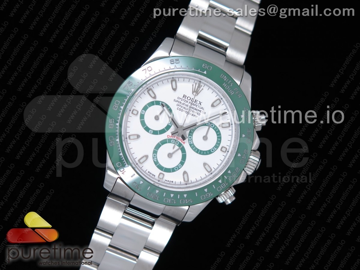 BP공장 롤렉스 데이토나 스틸 그린베젤 화이트다이얼 브레이슬릿 Daytona 116500 LV Green Ceramic SS White dial on SS Bracelet A4130