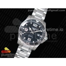 ZF공장 론진 하이드로콘퀘스트 스틸 블랙다이얼 브레이슬릿 Conquest L3.840.4.56.6 Real Ceramic Bezel SS Black Dial on SS Bracelet A2824