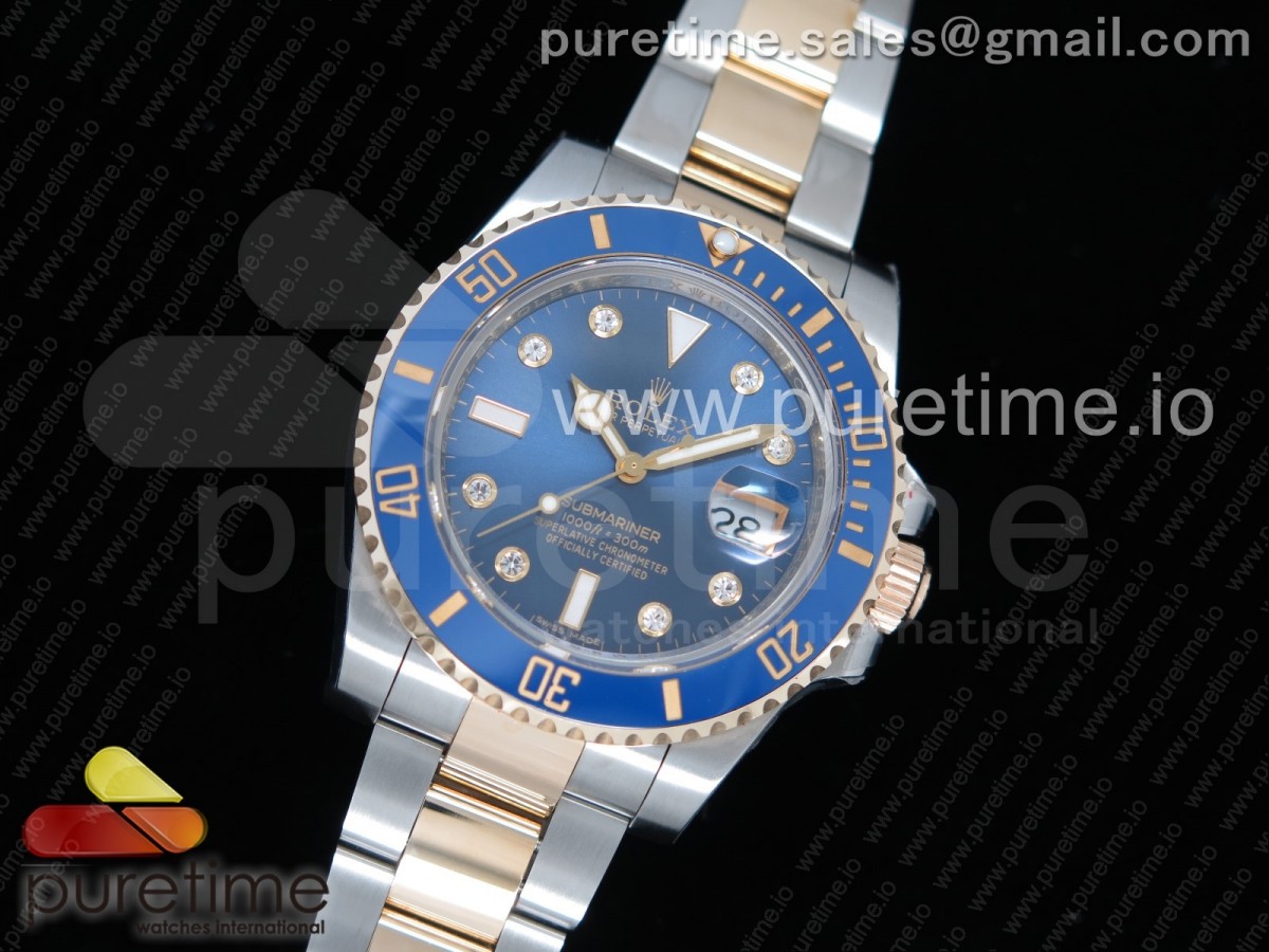 GM공장 롤렉스 서브마리너 포금 콤비 8포인트 블루다이얼 904 Submariner 116613 LB Wrapped Gold Blue Dial Diamonds Markers on SS/YG Bracelet SA3135