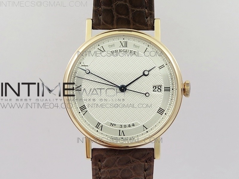 MK공장 V2 브레게 클래식 오토 5177 로즈골드 금통 화이트다이얼 가죽스트랩 CLASSIQUE AUTO 5177 RG 3944  WHITE DIAL NUMBERS MARKERS ON BROWN LEATHER A777Q