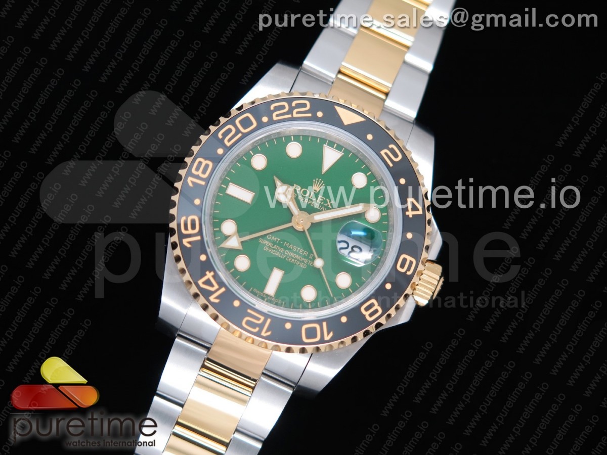 EW공장 롤렉스 GMT마스터2 흑콤 그린다이얼 GMT-Master II 116713 LN Black Ceramic SS/YG Green Dial on SS/YG Bracelet A2836